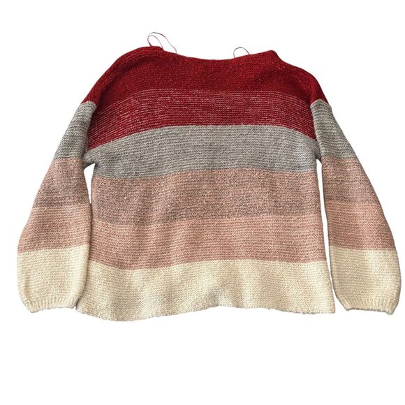 Knox Rose Sweater Womens XL Striped Pullover Knit Soft Cozy V Neck Casual Boho - Picture 8 of 13